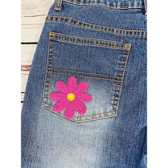 Green Apparel Jean Shorts Womens Size 6 Denim Embroidered Flowers Long Hippie - Picture 5 of 9